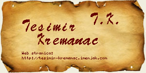 Tešimir Kremanac vizit kartica